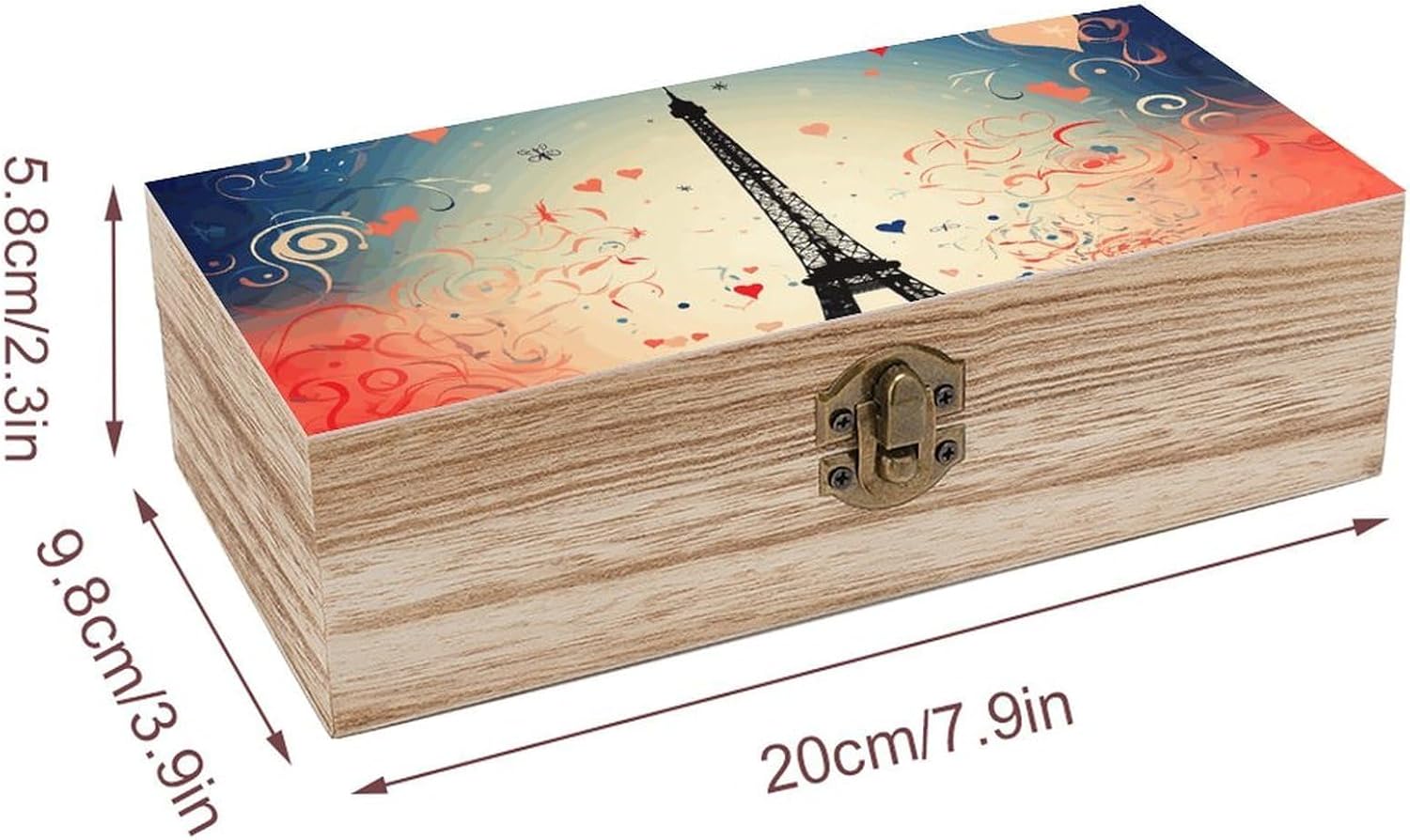 Paris Pattern Keepsake Box Wooden Storage Box with Lid image 2