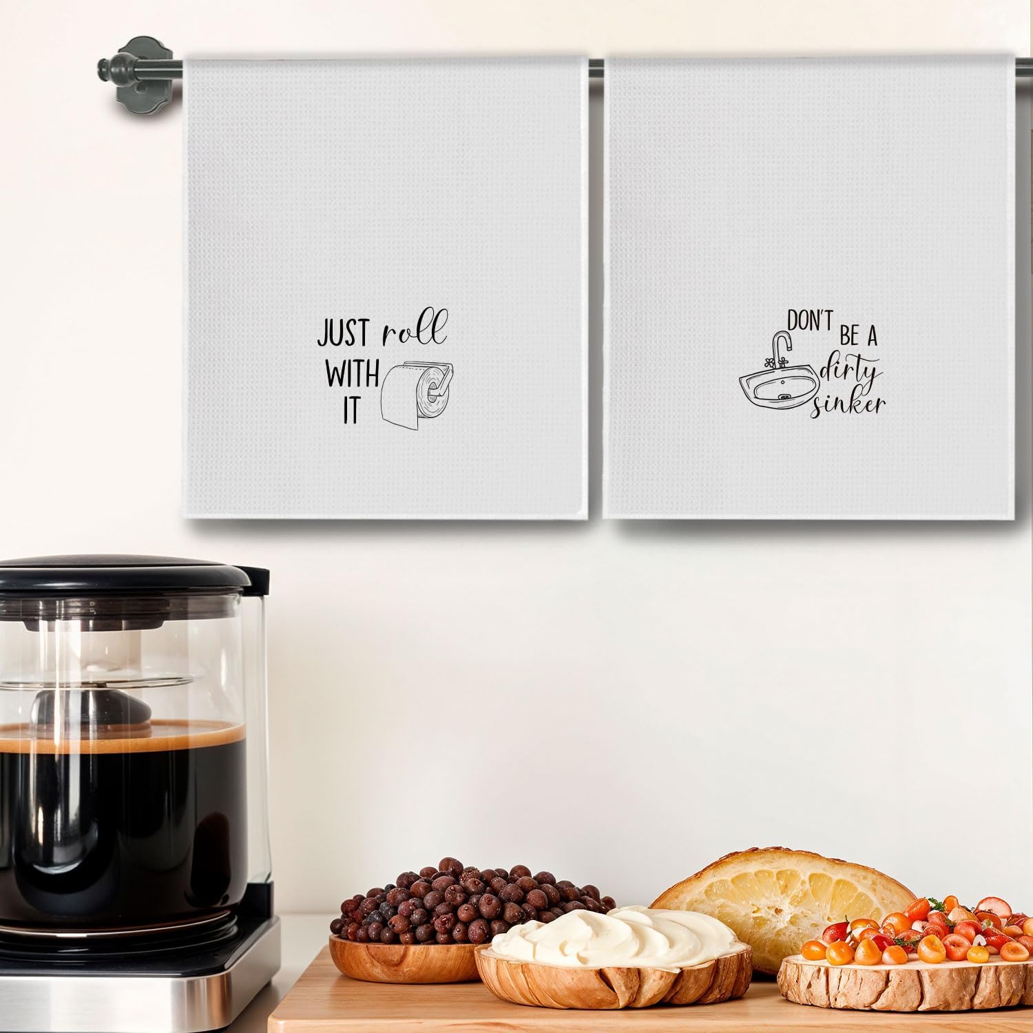 Funny Bathroom Hand Towels Set of 4, Humorous Sayings Decorative Hand Towels for Bathroom Washroom Decor, 16x24 Inches - Image 4