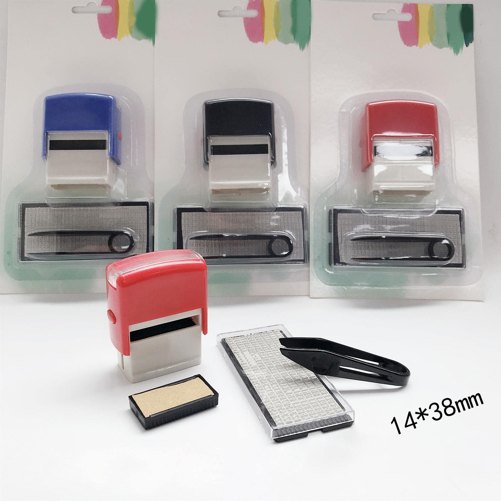 Set di 10 mini timbri in gomma personalizzati con lettere dell'alfabeto e numeri, per la casa, blu, 9 x 7 cm