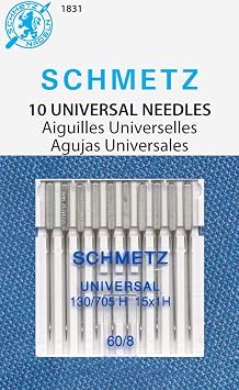 SCHMETZ Universal 130/705 H Household Sewing Machine Needles - Carded - Size 60/8-10 Pack