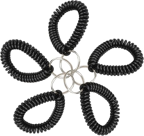 Lucky Line Bobina de muñeca en espiral de 2 pulgadas con llavero de acero, pulsera flexible multicolor, se estira hasta 12 pulgadas