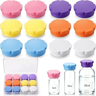 Sieral 12 Pcs 5-30ml Vial Caps for Peptide Storage, Peptide Vial Caps, Colored Silicone Protective Cap Reusable Vials Covers Boxes Fit Peptides Case for Fridge, Airtight Fridge Organizer (6 Color)