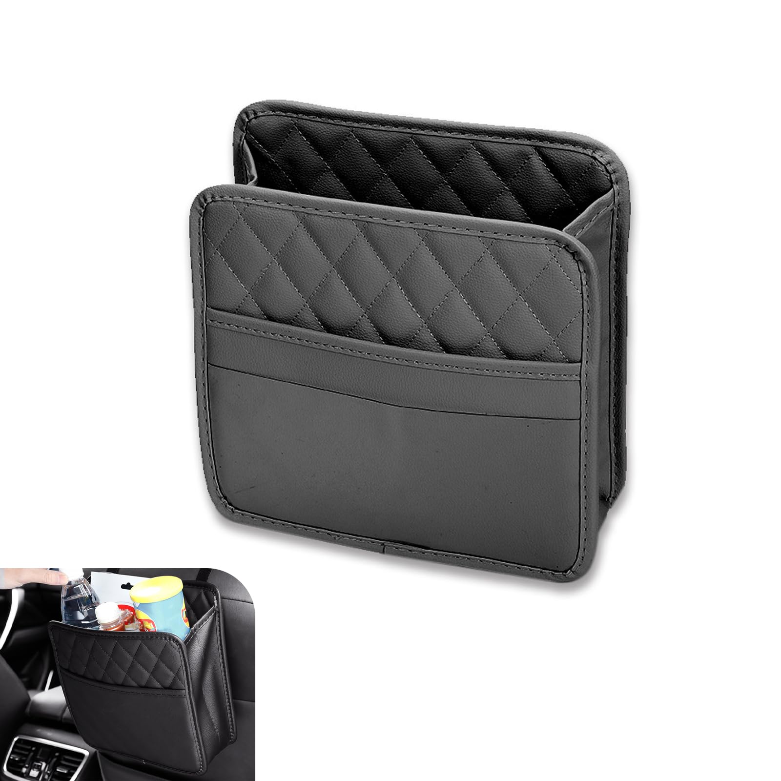 Anyhut 1PC Car Backseat Organizer, Multipurpose Car Organizers Hanging and Storage, Waterproof PU Leather Car Seat Organizer Backseat, Universal