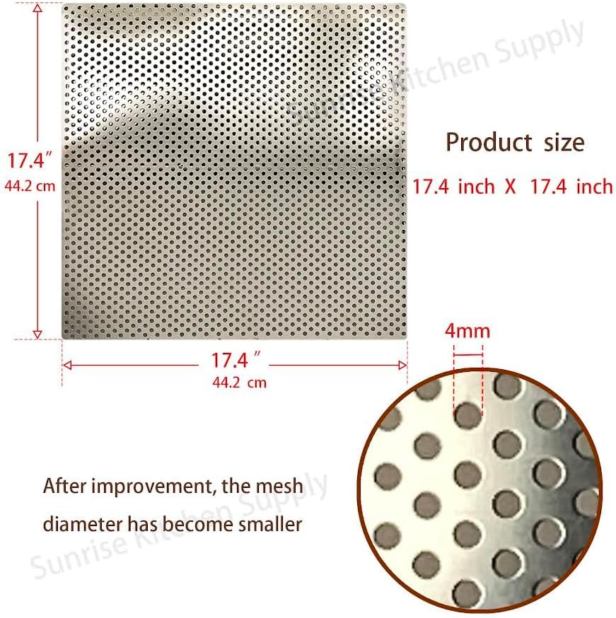 Sunrise Kitchen Supply Stainless Steel Fryer Screen (Solid Screen) (17.5" x 17.5")