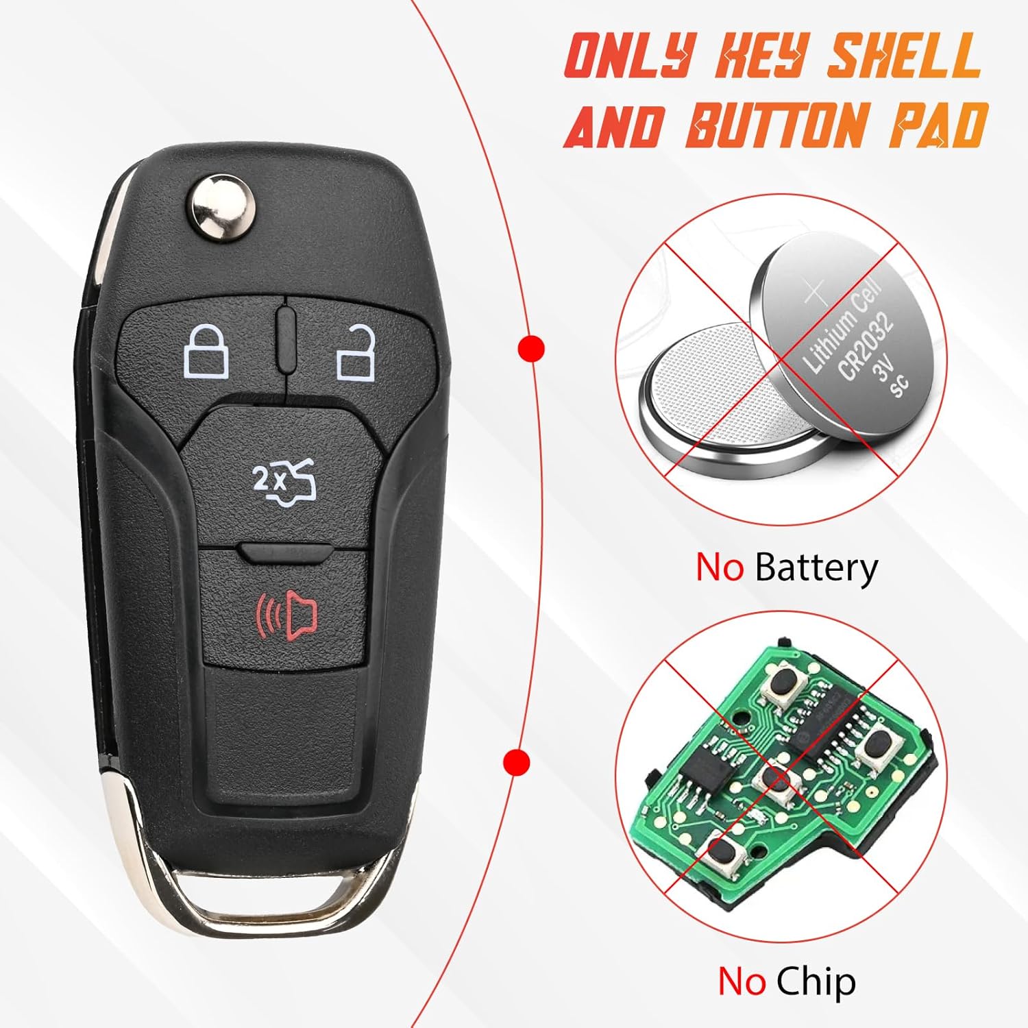 164R7986 Key Fob Shell Case Compatible with Fusion 2013 2014 2015 2016 2PCS