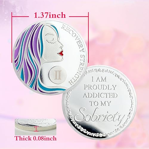 Miniatura 5 de Moneda de sobriedad de 2 años AA Medallón Chips Aniversario Token Recuperación Regalo para Mujeres Sobrias