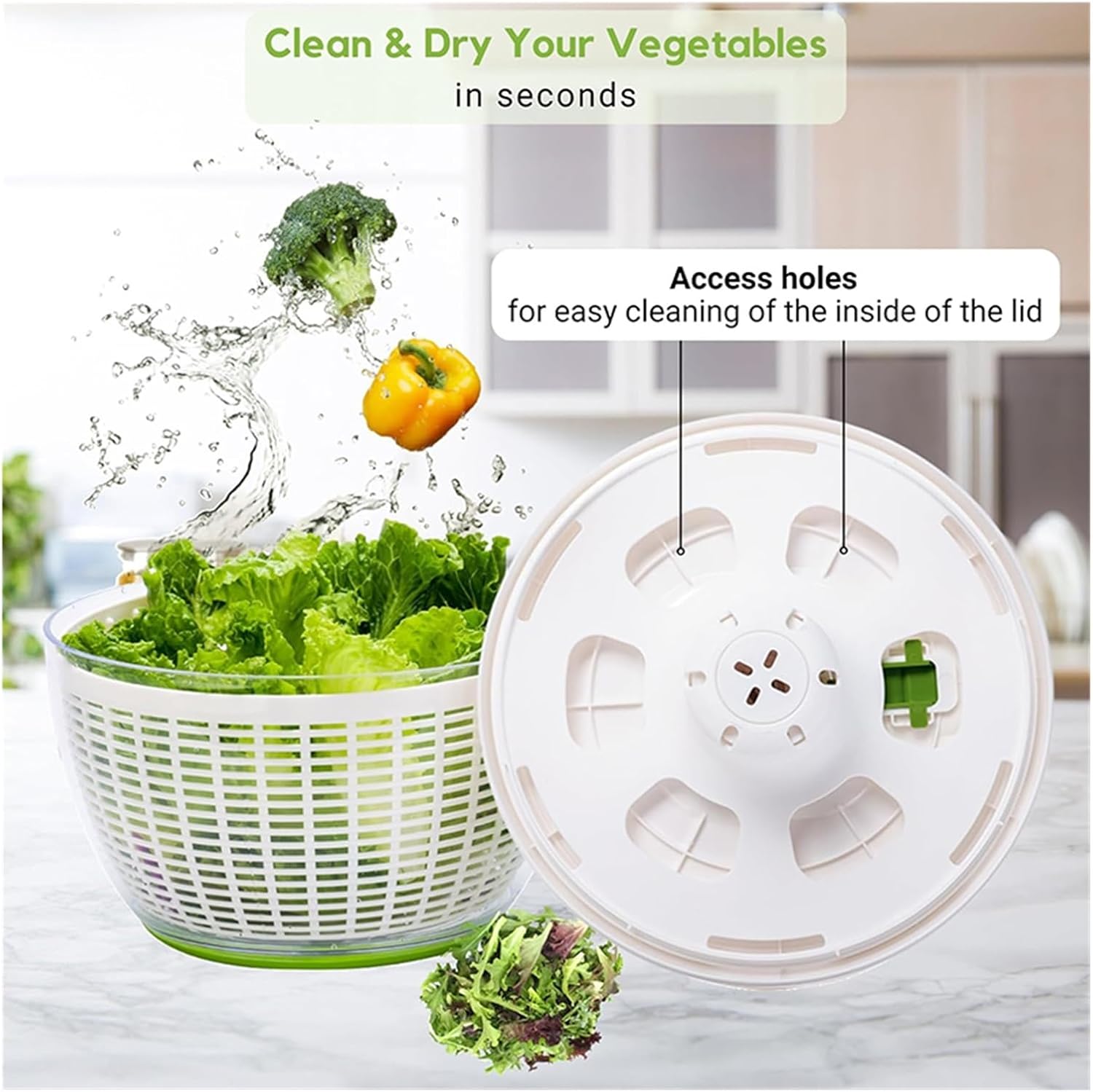 Fit for 6.3QT Salad Spinner - Large Vegetable Washer and Dryer with Strainer, Colander, and Drain Bowl