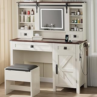 Farmhouse Vanity with Mirror and Lights, 42