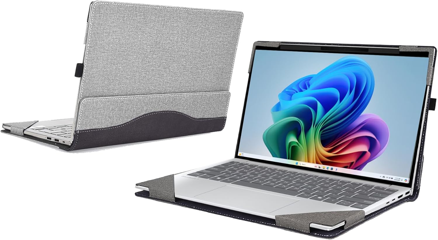 Laptop Case for HP OmniBook 7 Aero Laptop Next Gen AI 13-bg1077nr, 13z-bg100，13-bg1057nr，13.3" Laptop[not Compatible with Any Other Model] ，PU Leather Inside Pocket Cover (Light Gray)