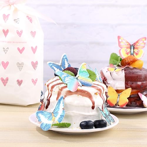 Miniatura 6 de Garneck 40 adornos comestibles para cupcakes, mariposas comestibles, papel de arroz con mariposas para tartas y cupcakes, Navidad, cumpleaños, boda,
