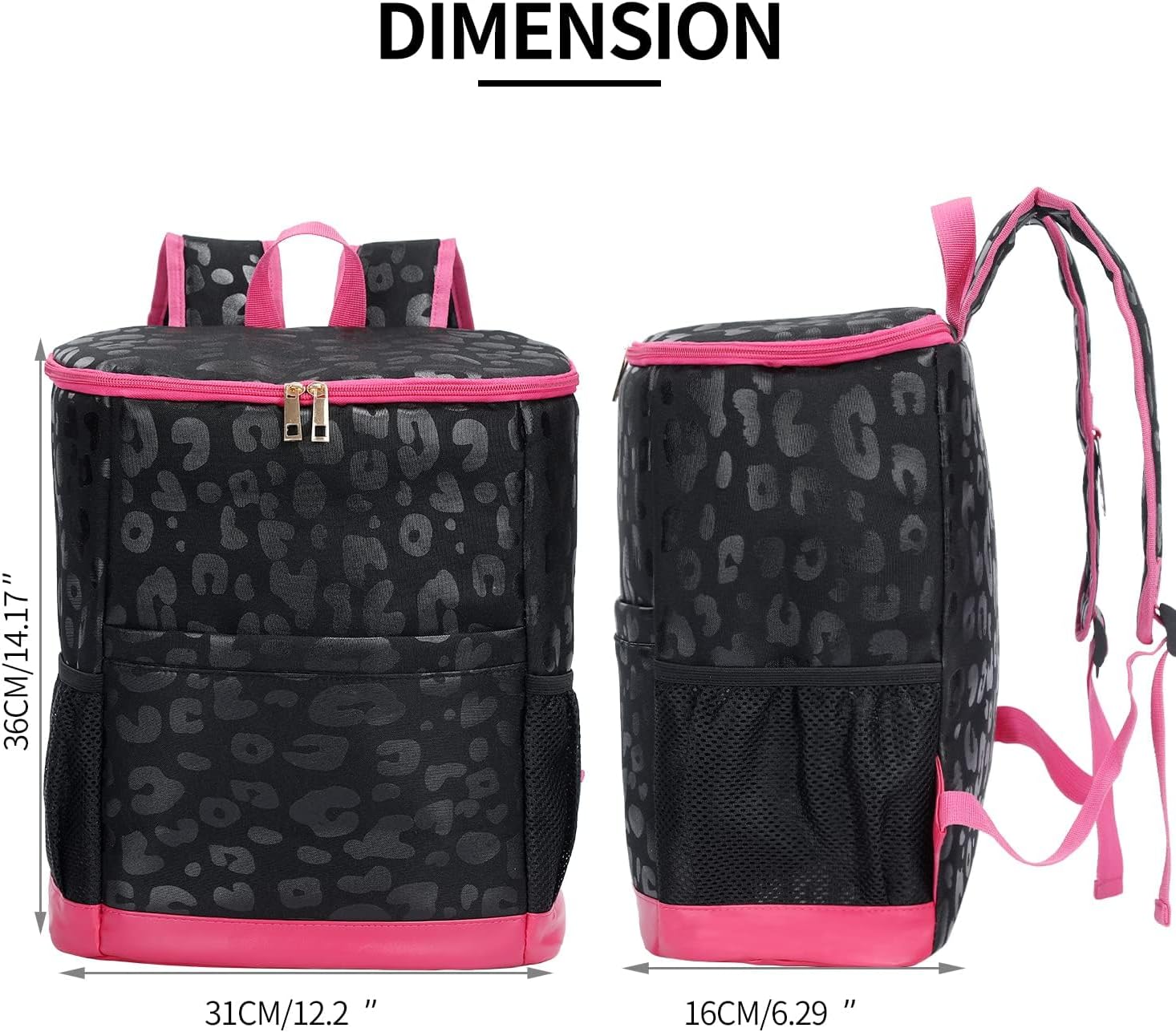 Leopard Camping Cooler Backpack Ice Chest Lunch Backpack 24 Cans Insulated Leak Proof Soft Beach Cooler Bag for Men Women Camping Hiking Picnic Travel Summer