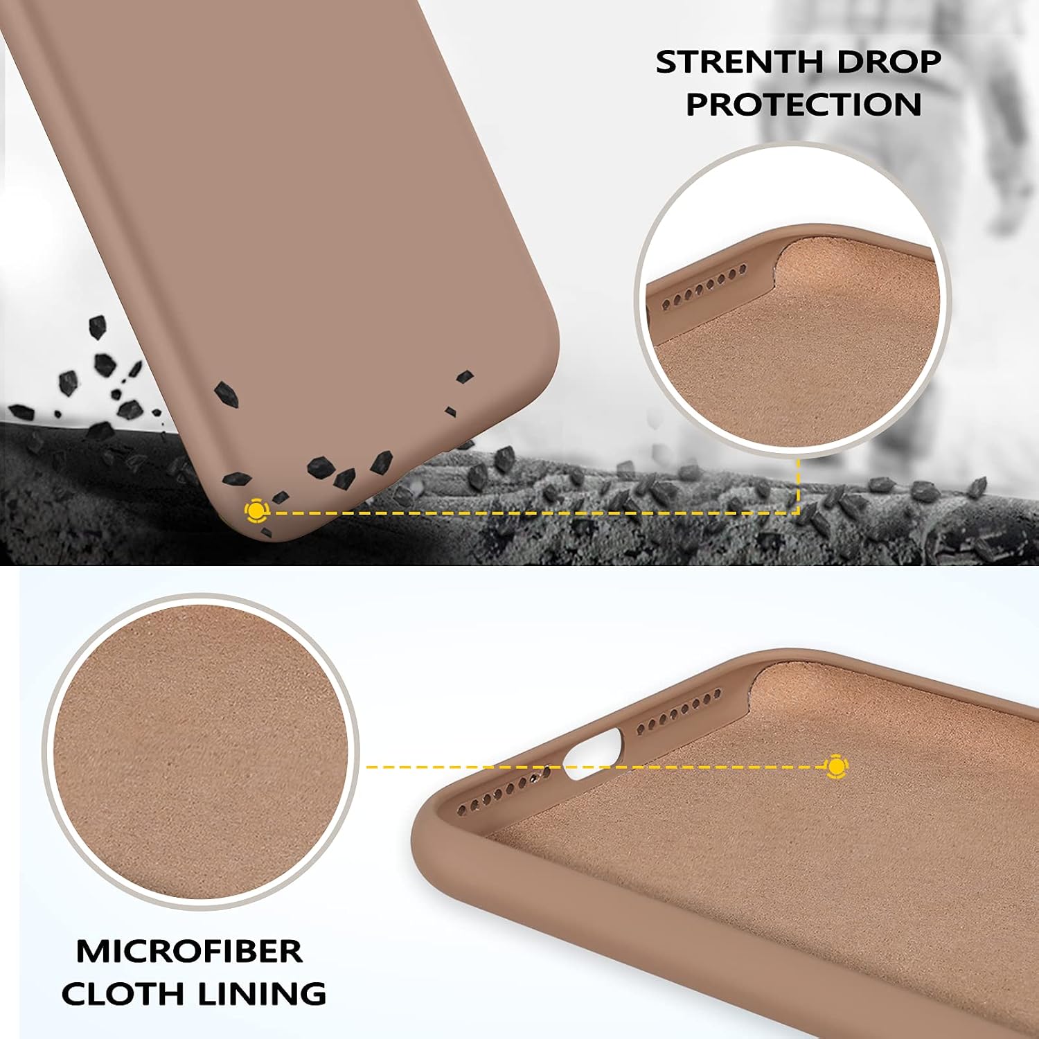 GUAGUA Compatible with iPhone 8 Plus Case iPhone 7 Plus Case Liquid Silicone Soft Gel Rubber Slim Thin Microfiber Lining Cushion Cover Shockproof Protective Case for iPhone 8 Plus /7 Plus, Brown