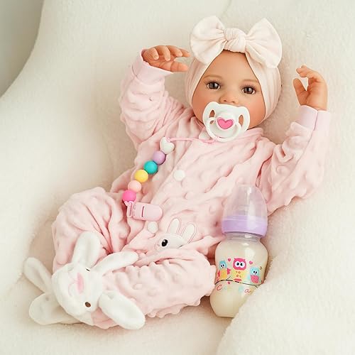 Miniatura 7 de BABESIDE Juego de 3 biberones para muñeca, juego de accesorios para muñecas con biberón de juguete y clip de chupete de silicona, chupete magnético