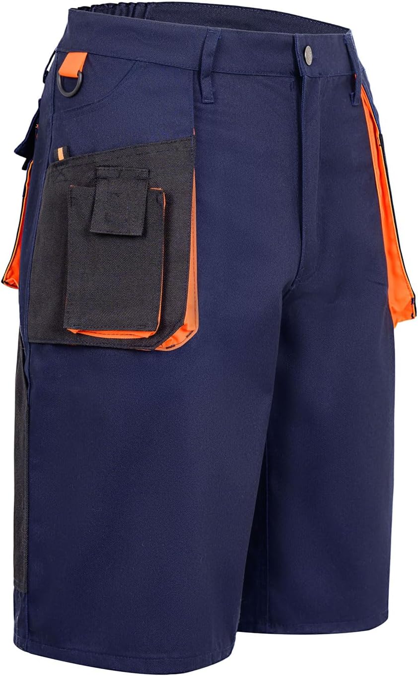 lepni.me Mens Cargo Work Shorts with Pockets | Breathable Comfortable Workwear Summer Safety for Painters Builders Carpenters
