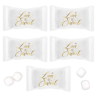 Wedding Buttermints, 100 Count Individually Wrapped Mint Candy | Wedding Mints, Bridal Shower Favors, Love Is Sweet, Party Favors, 13 Oz