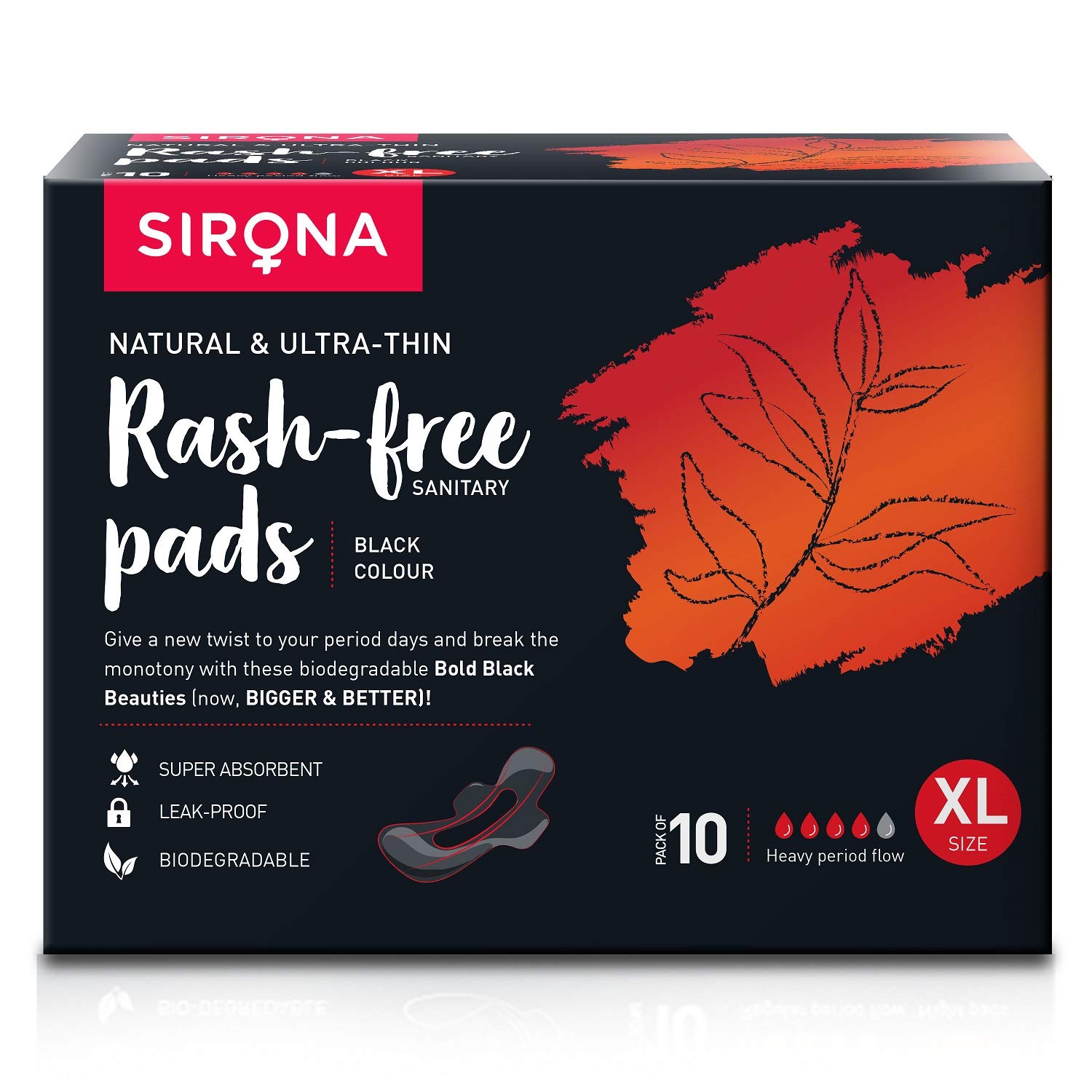 Sirona Natural Biodegradable Sanitary Pads - X-Large, 10 Pieces