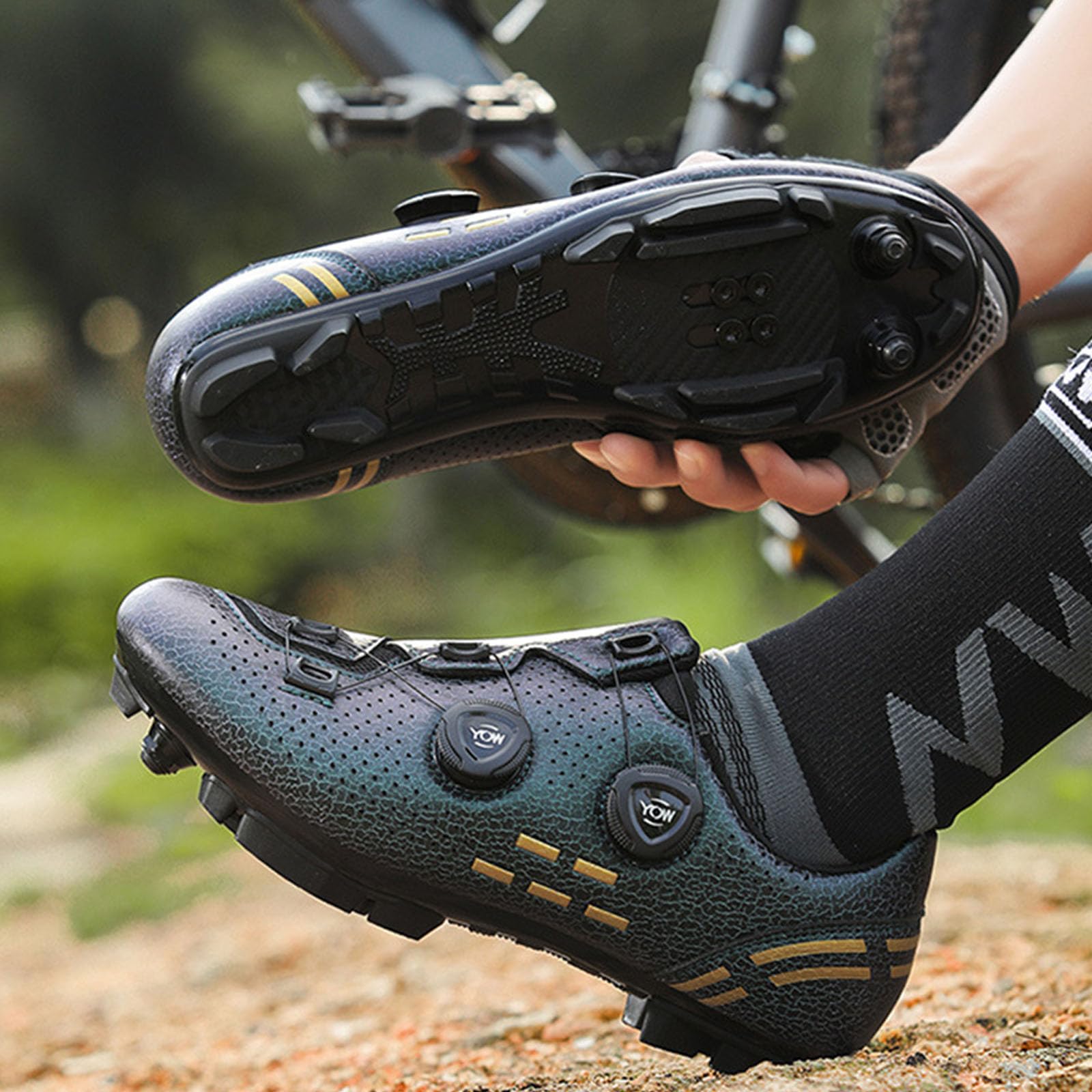 Scarpe da Ciclismo MTB Uomo & Donna, Scarpa Mountain Bike Compatibile con Shimano SPD 2-Bolts Pedals All'aperto per Bici Scarpe da Equitazione