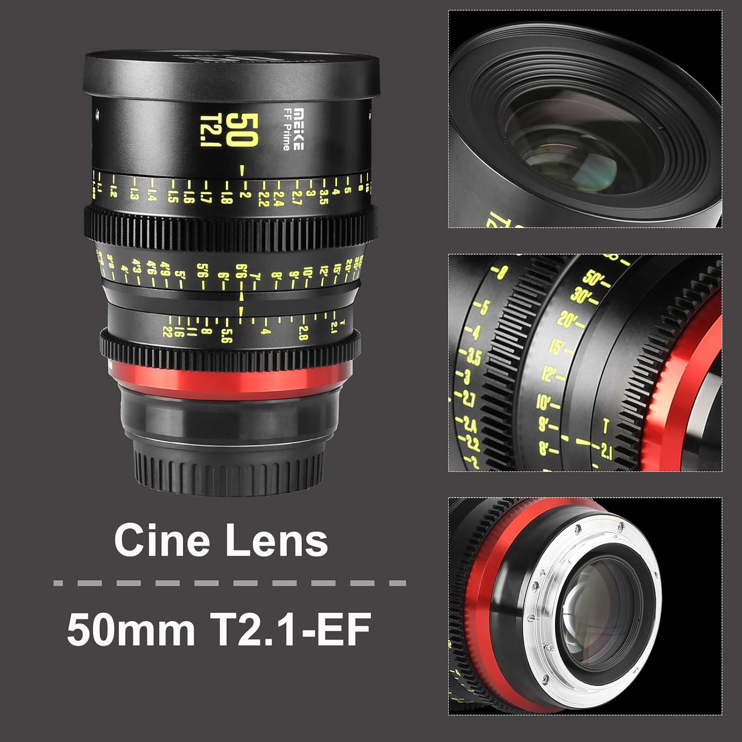 MEKE 50mm T2.1 Full Frame Manual Focus Cinema Lens for Cinema Cameras with EF Mount