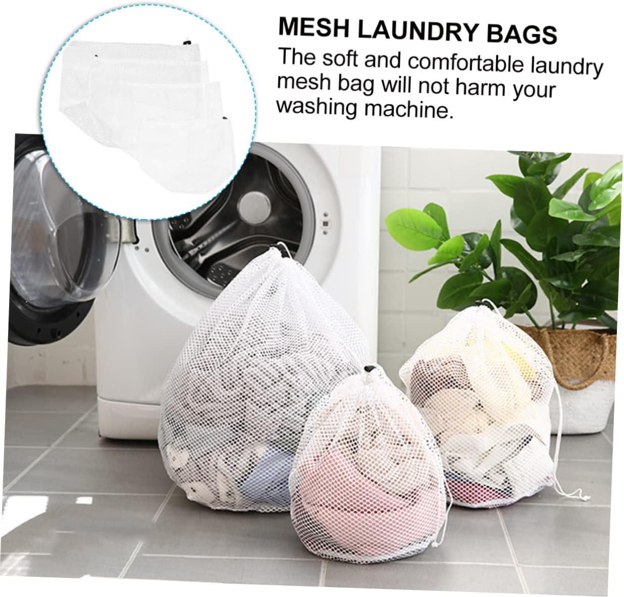 2sets Large Mesh Laundry Bags with Drawstring Closure Storage for Clothes Blankets Towels Travel and Dorm Use Lightweight Design Protects 4pcs*2