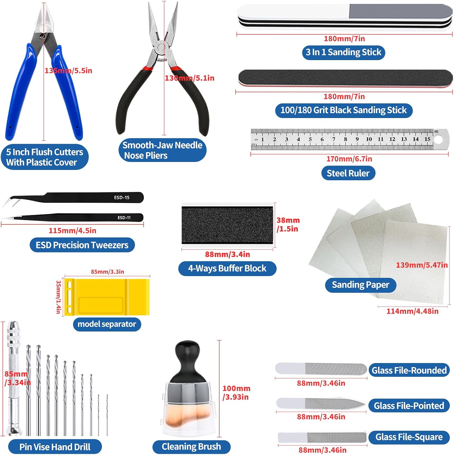 31Pcs Gundam Model Tools Kit, Modeler Basic Tools Craft Set for Car Airplane Models, Miniatures, Model Building Repairing & Fixing