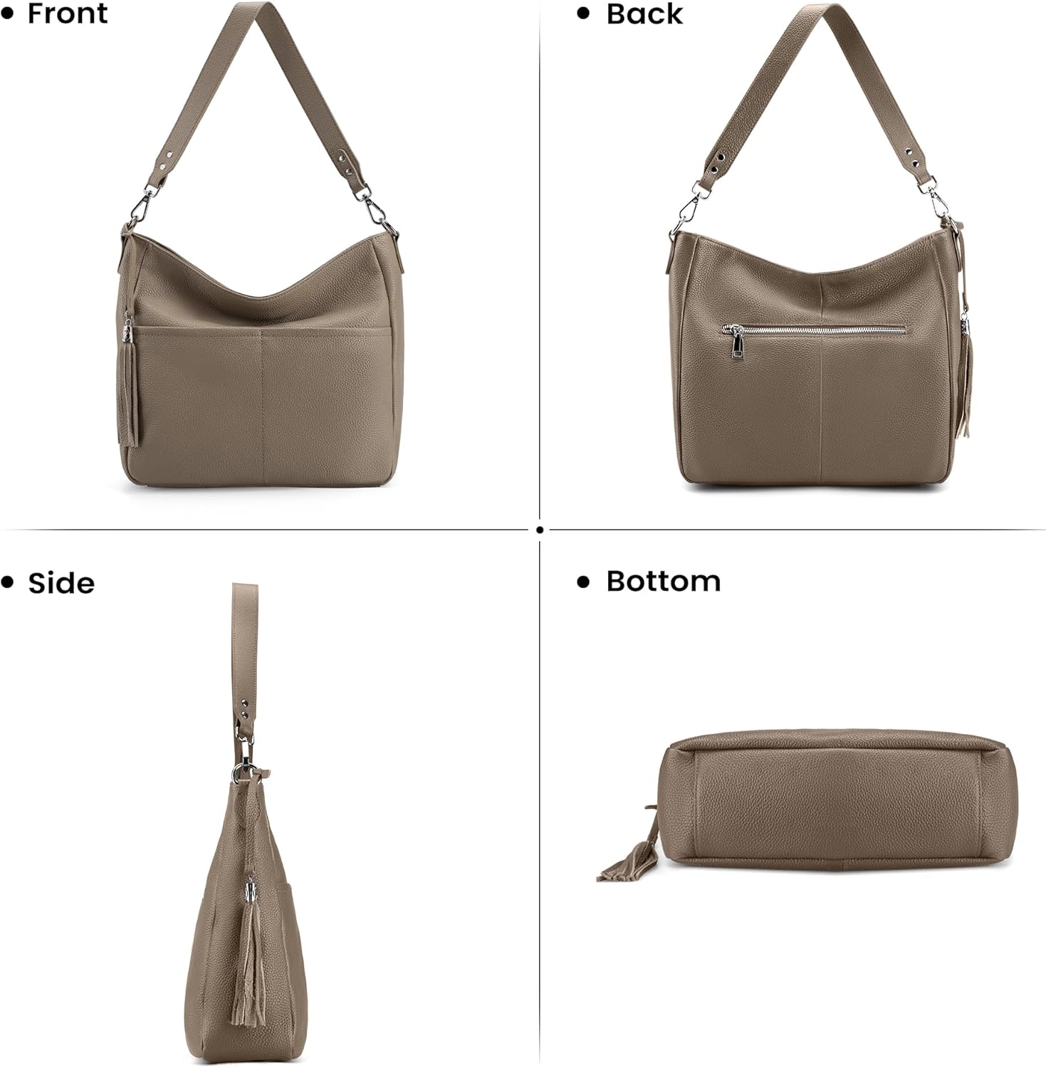 befen Genuine Leather Purse for Women Soft Leather Hobo Crossbody with 2 Detachable Straps Large Womens Purses And Handbags
