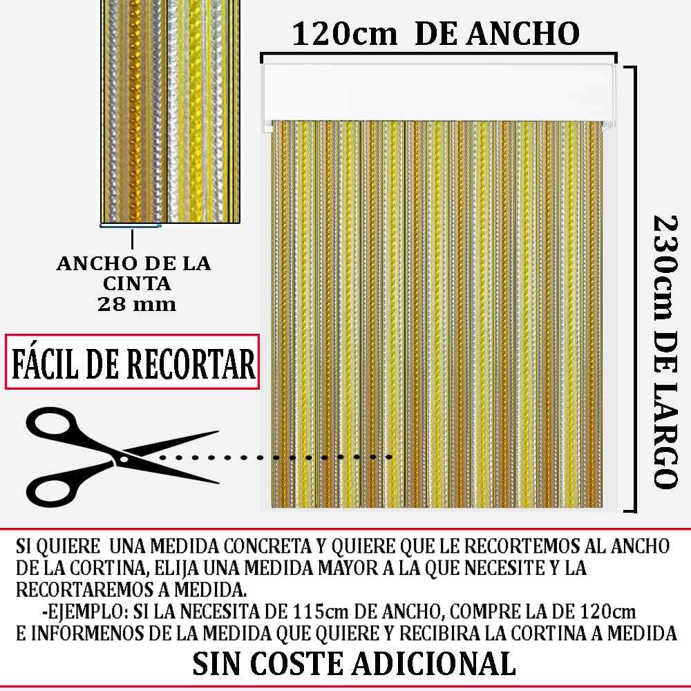 Tenda esterna a nastro iride giallo e giallo scuro per porte anti insetti | PERTONI TENDE (larghezza 120 cm x 230 cm altezza)