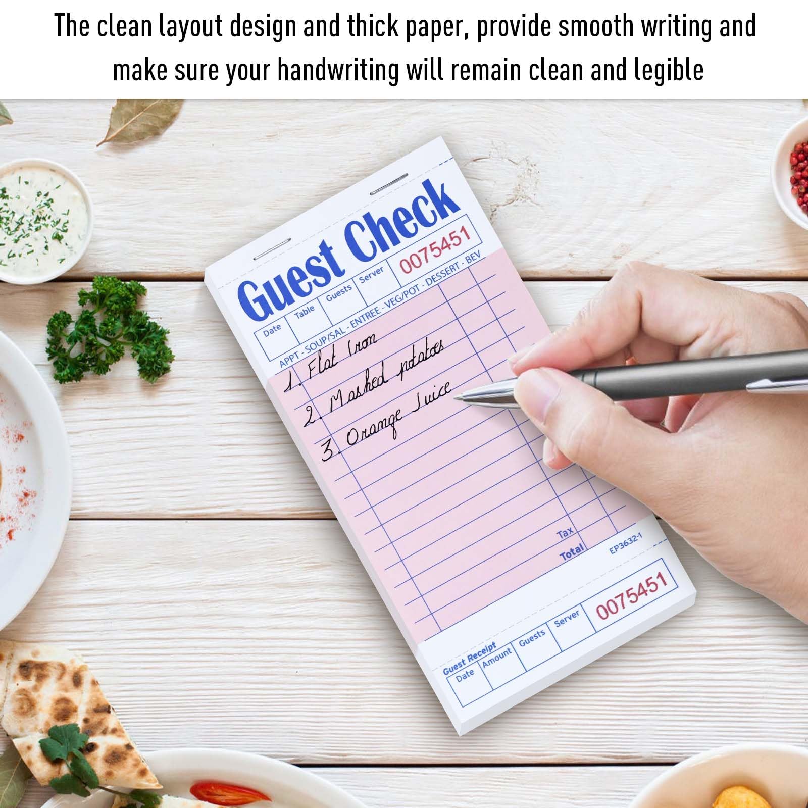 ESSENTIAL Guest Check Books Lot de 20 carnets de notes roses 8,9 x 17,1 cm 1000 feuilles