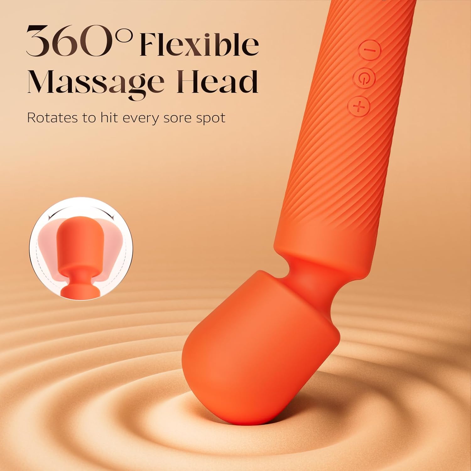 MOOLIGIRL Handheld Massager-Cordless Massage Tool with 4 Speeds 5 Modes, 360° Flexible Head, IPX6 Waterproof & Body-Safe Silicone for Muscle Relaxation