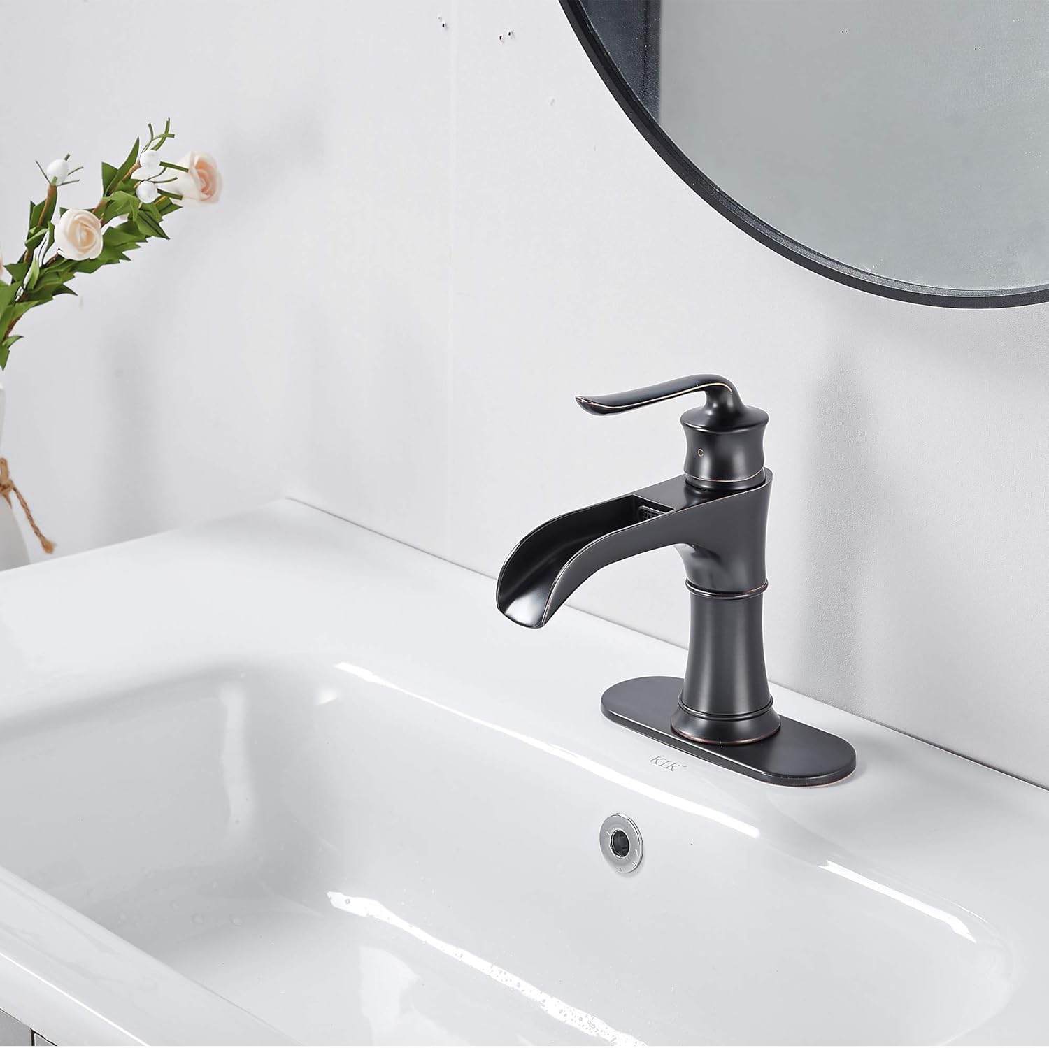 Black Friday - 50% OFF MYHB Waterfall Bathroom Sink Faucet Single Hole Vanity Basin Mixer Tap, Oil Rubbed Bronze 8012SH