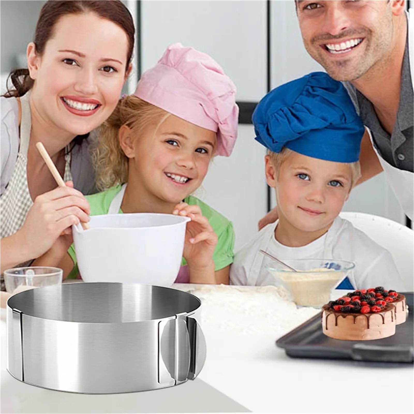 Anillo Para Tartas Anillo telescópico for Mousse de acero inoxidable, molde redondo ajustable for pastel, herramientas de decoración de postres de cocina, 2 uds.(12cm)