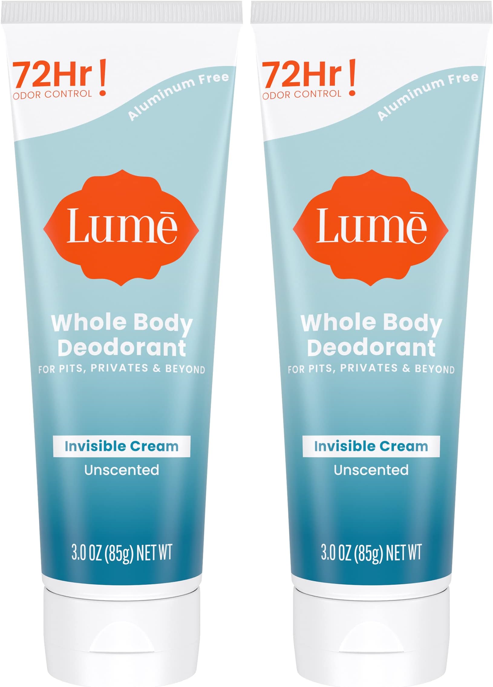 - Whole Body Deodorant - Invisible Cream Tube - 72 Hour Odor Control - Aluminum Free, Baking Soda Free, Skin Safe - 3.0 ounce (Pack of 2) (Unscented)