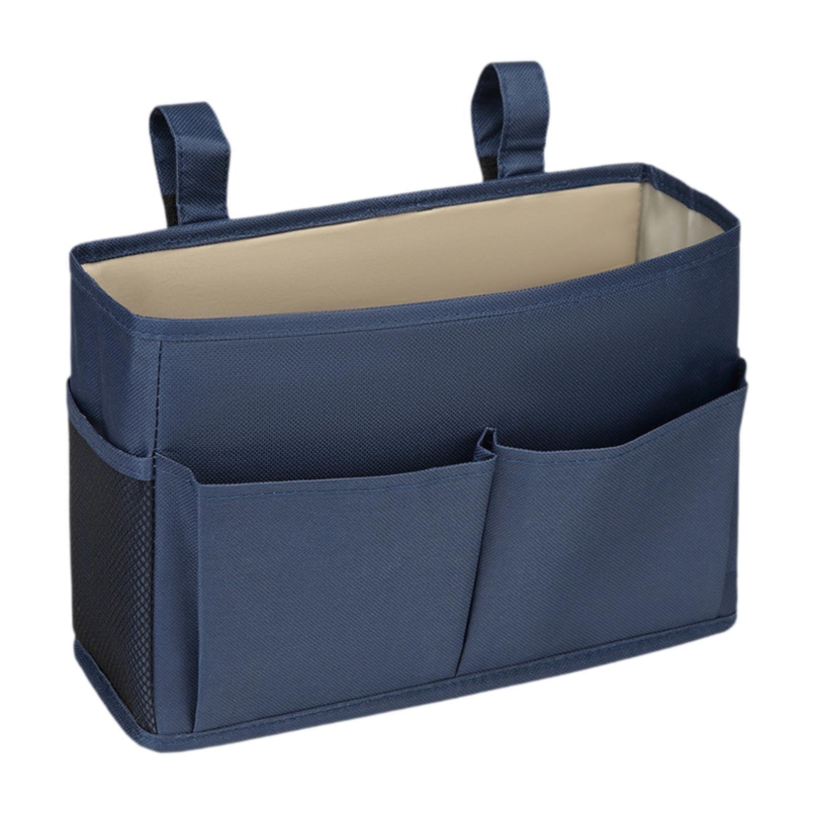 Amagogo Bedside Aufbewahrungskorb Bett Organizer Hängetasche mit Mehreren Taschen Aus Leinen Und Baumwolle für Laden Wohnung Büro Kinderzimmer Schlafsaa, Navy Blau