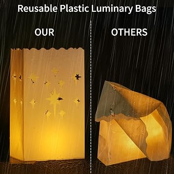 30Pcs Waterproof Plastic Luminary Bags - Star
