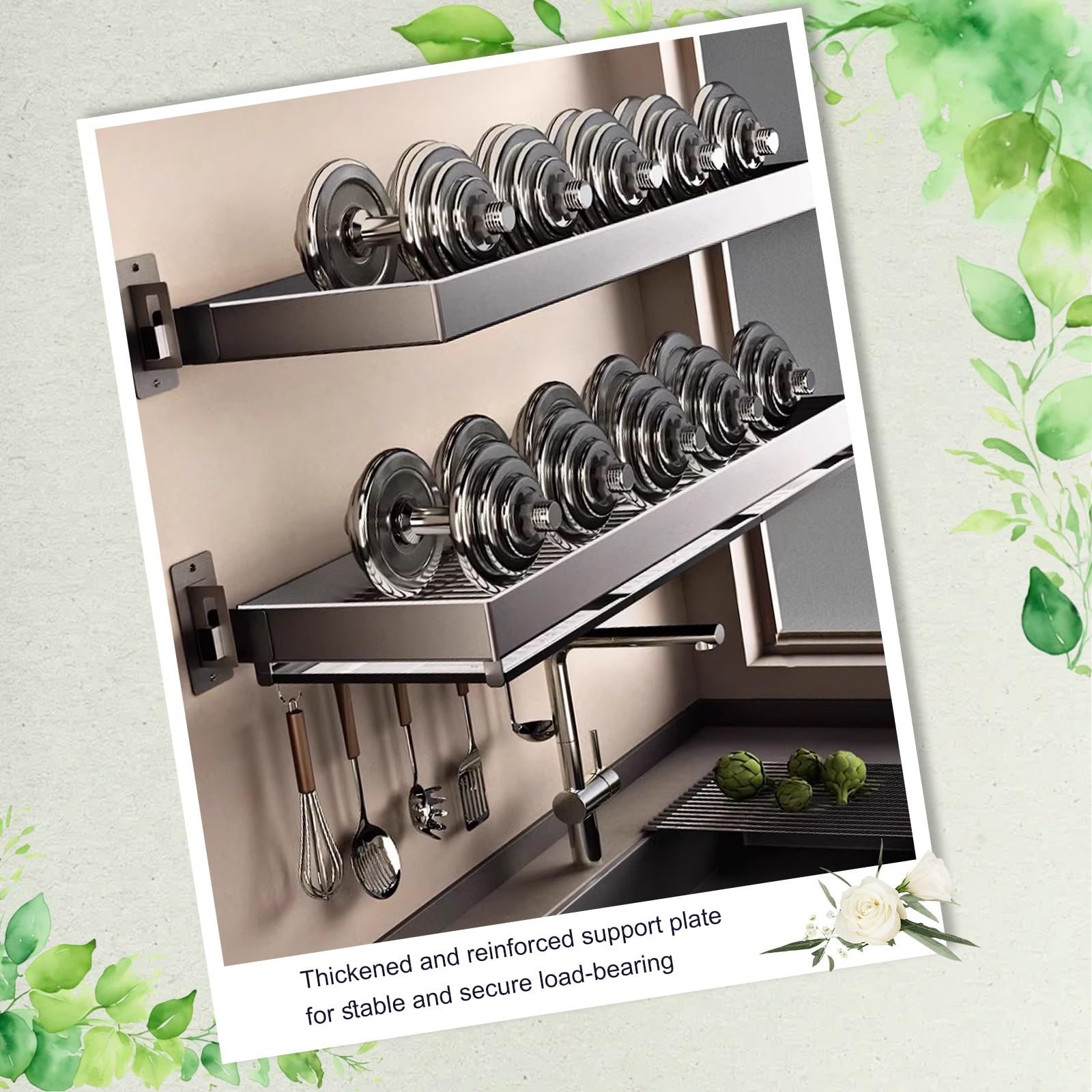 Ampio scolapiatti da posizionare sopra il lavello, salvaspazio, da fissare alla parete della cucina, versatile scaffale portaoggetti per cucina e sala da pranzo(2 pc,80cm/31.5in)