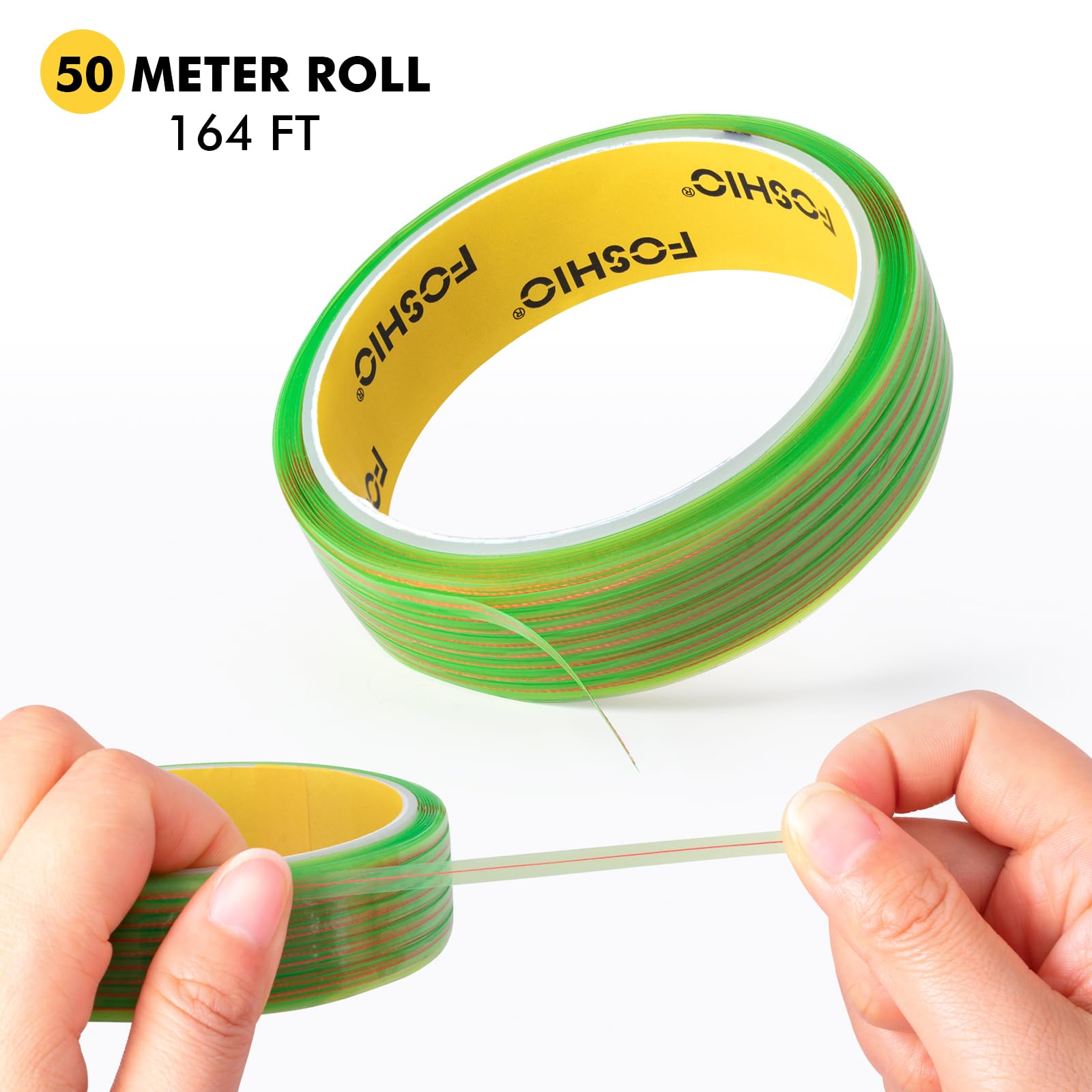 FOSHIO Cinta de corte sin cuchillo 50M, Kit de películas tintadas para coche Kit de revestimiento Herramientas de película que incluyen un raspador de plástico, cinta de corte de vinilo - 50M Cinta