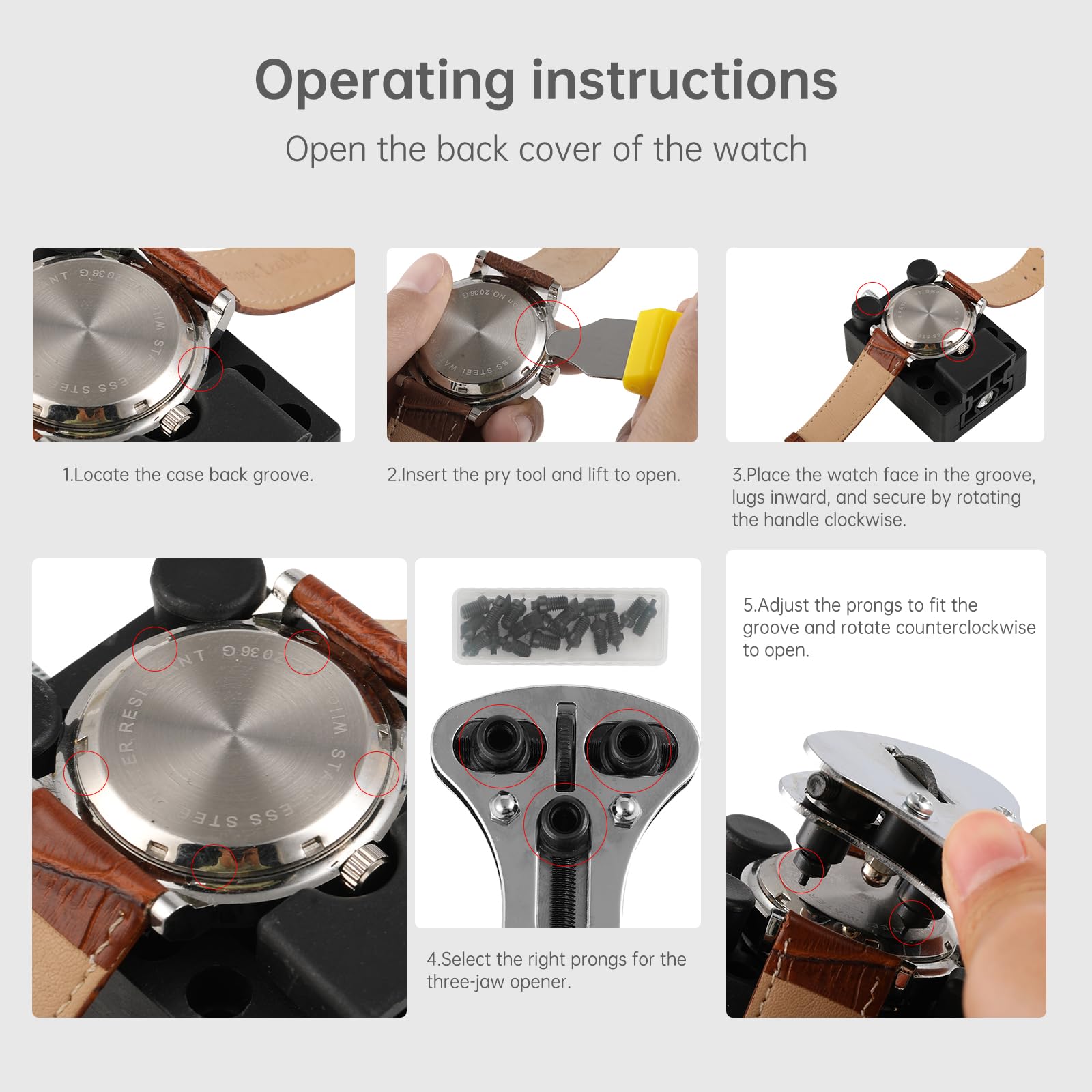 Herramientas Relojero Kit Reparacion Reloj Cambiar Pilas Relojes - Kit de 148 piezas para reparación de relojes incluye herramientas para abrir tapas quitar eslabones y ajustar correas con estuche