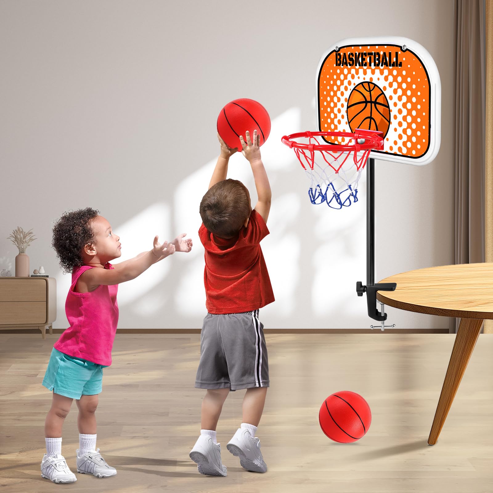 Indoor Basketball Hoop,Mini Tabletop Basketball Hoop Set with Two Balls, Mini Hoops for Desk Table Bed Office Bedroom Basketball Toys for Kids and
