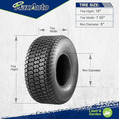 Miniatura 5 de MaxAuto Fox V2 - Neumático para cortacésped de 18 x 7.50-8, repuesto de neumático de césped de 18 x 7.5 x 8 nhs para cortacésped, carrito de tractor