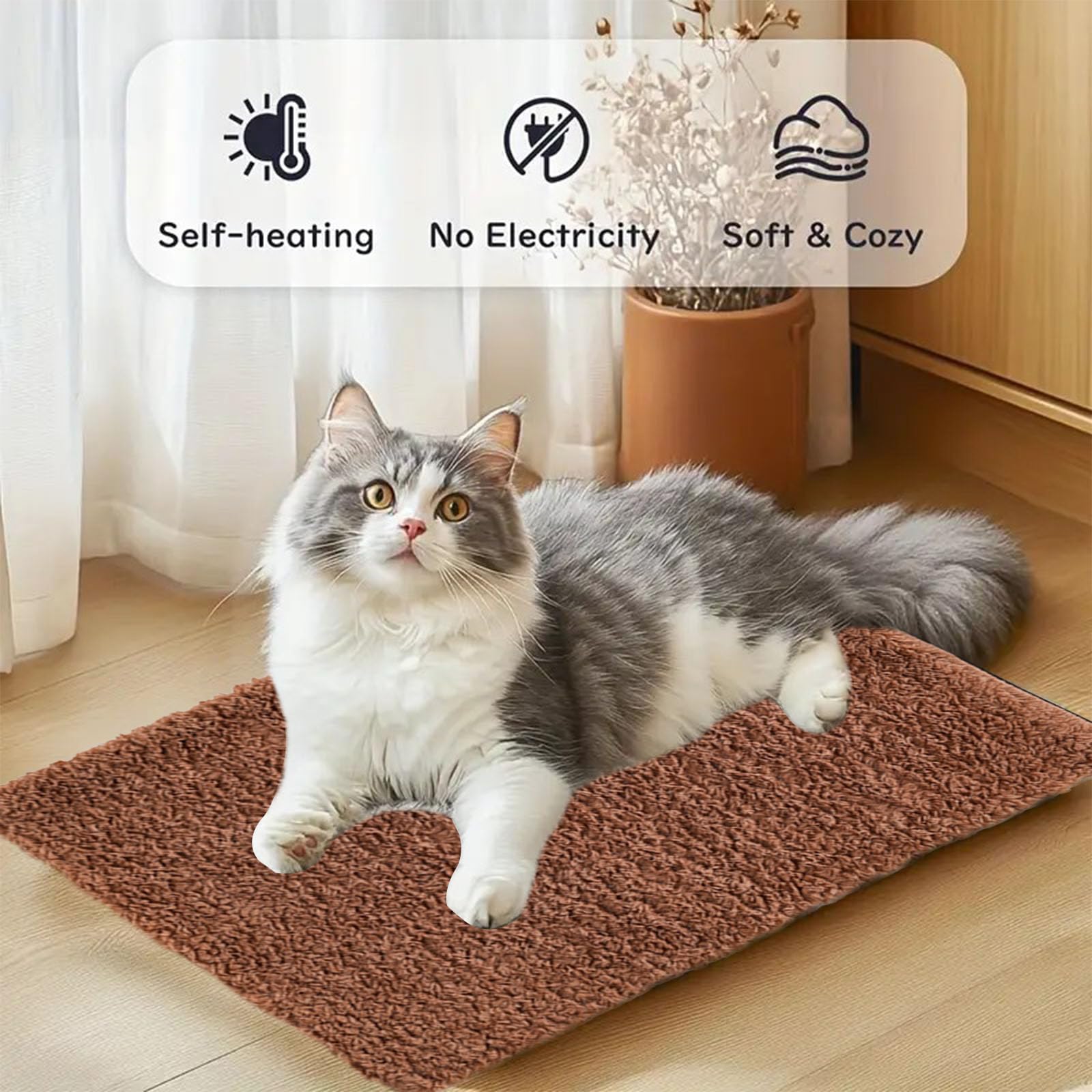 Coussin Chauffant pour Chat, Tapis pour Chien Tapis Hiver Thermique, TapisChien Auto-Chauffant, Coussin Chien Rétention de La Chaleur, Matelas Chien pour Chatons Chiots(60 * 45CM)