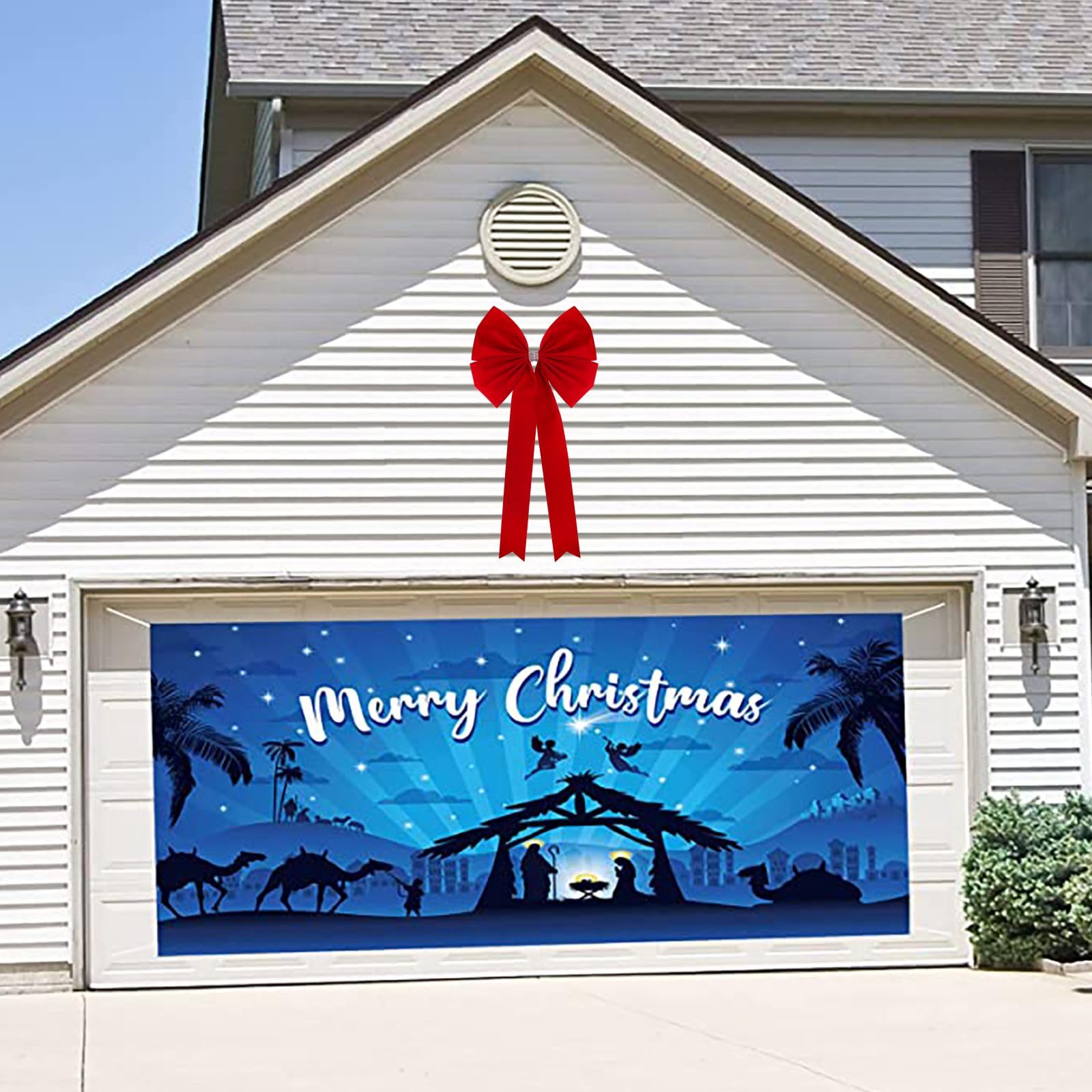 Meseey 2 lazos extragrandes para árbol de Navidad de 36 x 18 pulgadas, lazos grandes de terciopelo rojo de regalo para decoración del hogar de Navidad, decoración de automóvil interior y exterior