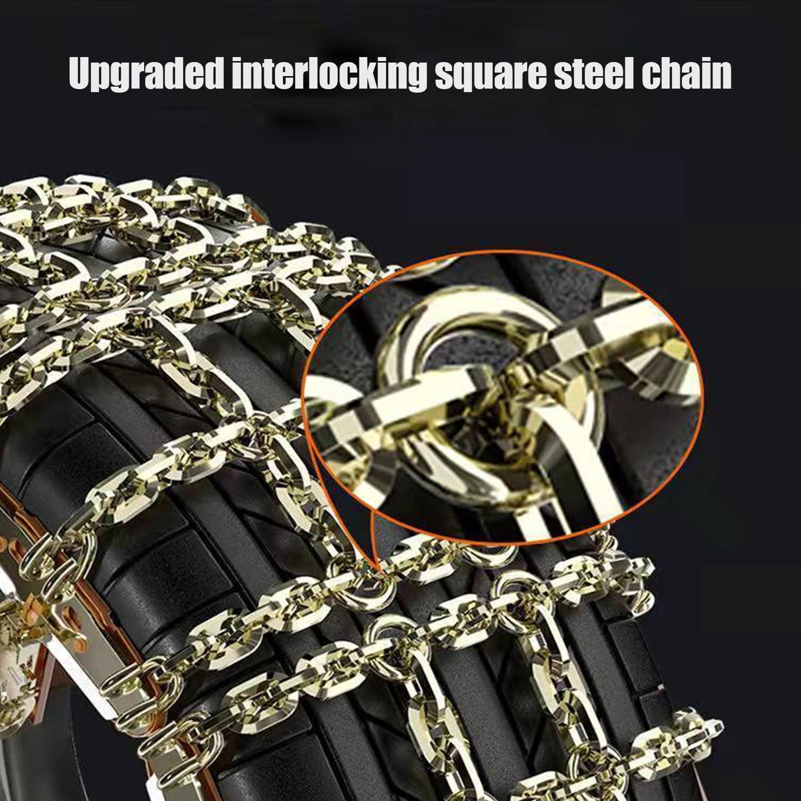 Cadenas de neumáticos de nieve de invierno, Cadenas de nieve for coches, tracción de emergencia de nieves antideslizantes, cadena de seguridad de conducción(6items,245-285)