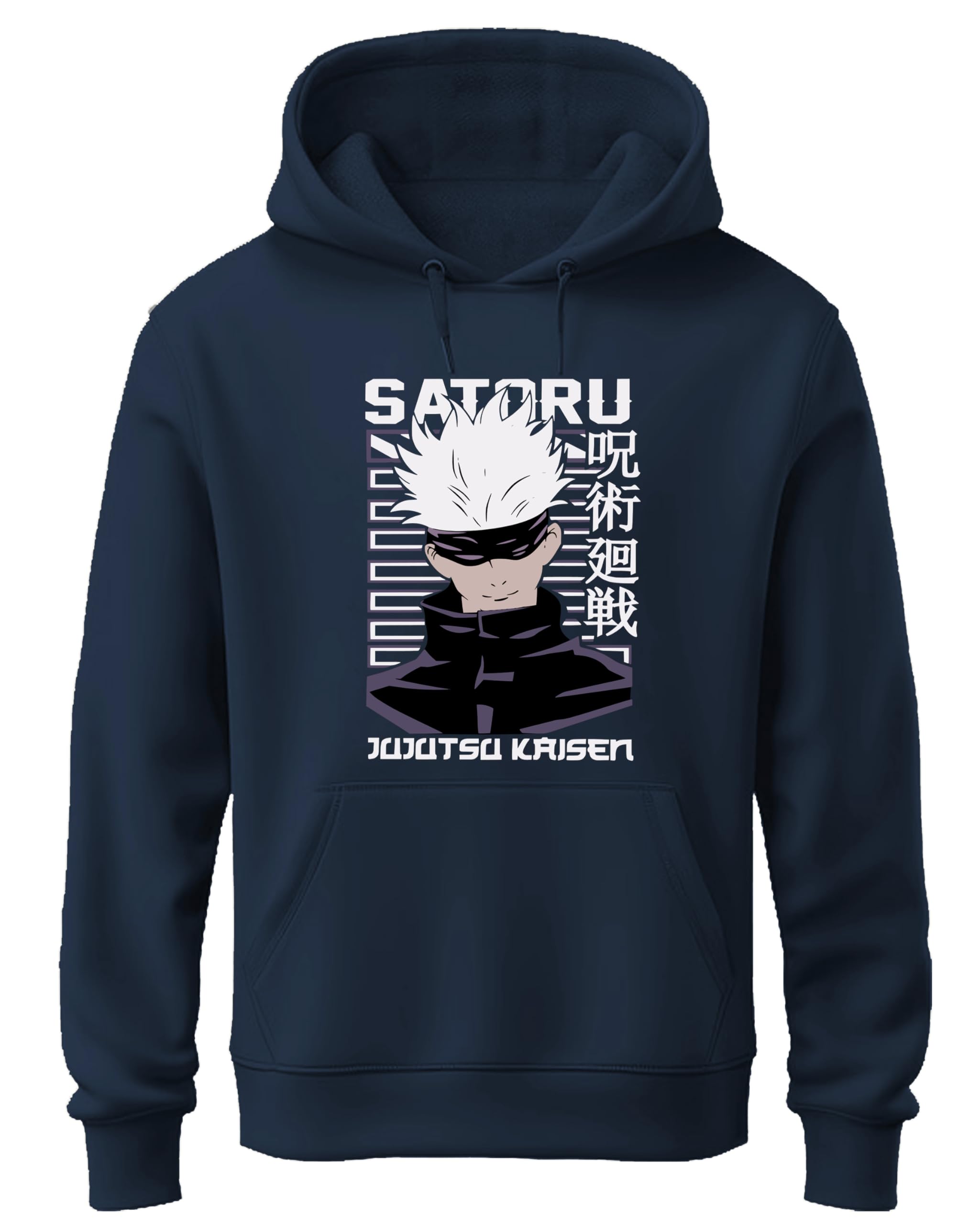 khakey Hoodie for Mens | Cotton Solid Sweatshirt with Hood | Jujutsu Gojo Satoru Hoodies for Men | Anime Hoodies for Men | Black Navy Blue and Maroon Grey Colour-picture-38