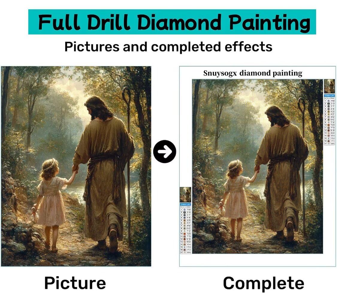Diamond Painting XXL Mädchen für Bastelset Kinder ab 6 Jahre, Diamond Painting Jesus, 5D DIY Diamant Malerei Bilder Stickerei Set, Dimond Kristall Handwerk Geschenke für Zuhause Deko 70x90cm S-203