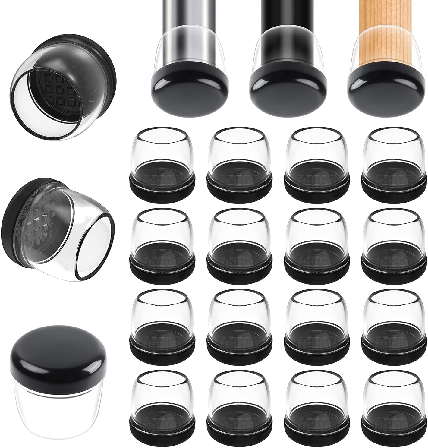Protectores de Suelo para Patas de Silla 28-37mm, 16 Tapas de Silicona pequeñas para Patas de Silla con Fieltro, Fundas de protección para Patas de Silla de Silicona, Protectores para Patas de Silla — view 8