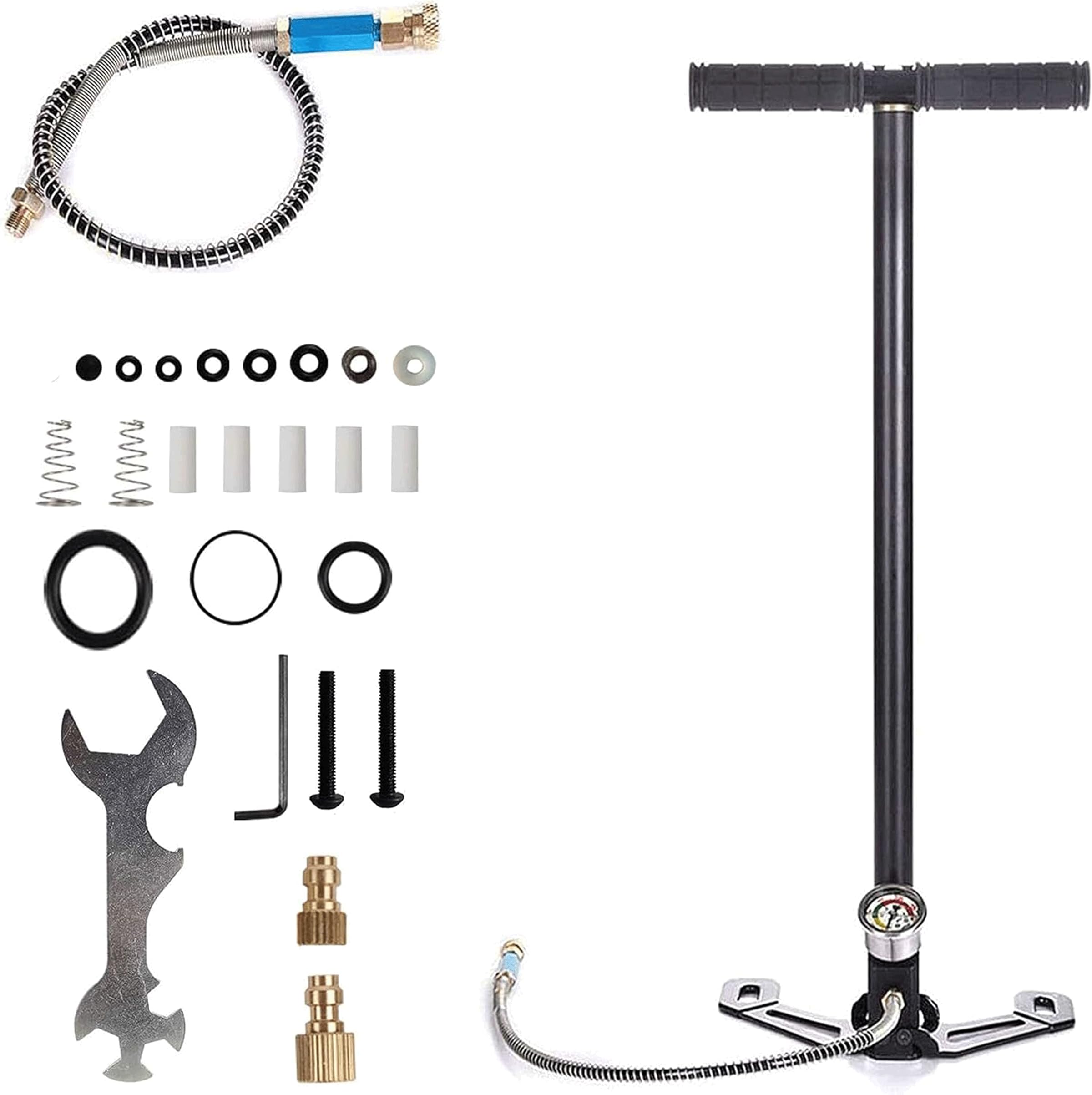 Bomba de Aire Manual de Alta Presión 30MPA 40MPA, Acero Inoxidable, 4500 PSI, 3 Etapas, Plegable y Sellada, para Bicicletas, Coches, Motos y Más