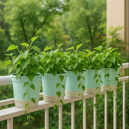 Kraft Seeds by 10CLUB Fancy Design Decorative Pots for Plants, Indoor and Outdoor Flower Pot for Home/Office/Table/Garden/Balcony Decoration (7inch, Pack of 5) Round Pots for Plants with Bottom Tray