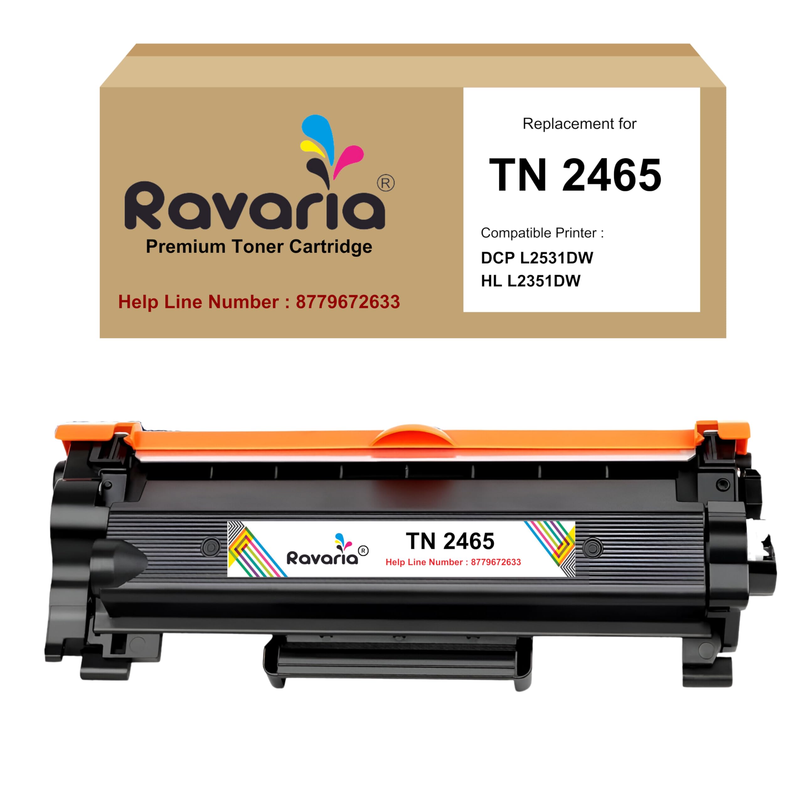 Ravaria TN 2465 Toner Cartridge for Brother TN-2465 Toner Cartridge Compatible for Brother DCP-L2531DW, HL-L2351DW Printer (TN 2465 Pack of 1)