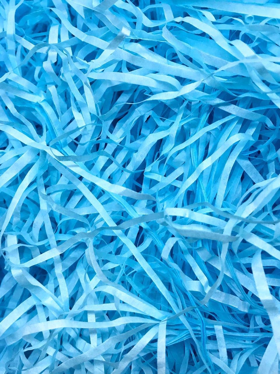 Kuber Selection 80 Grams Light Blue Crinkle Confetti Shredded Shreds Grass Paper for Tissue Paper Gift Wrapping,Craft DIY, Basket Packaging Filling, Decoration 80 Grams (Light Blue)