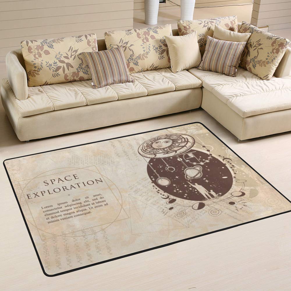 Tapis d'exploration spatiale univers médiéval pour chambre