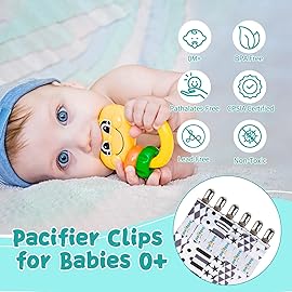 babygoal Baby Pacifier Clips for Boys, 6 Pack Pacifier Holder Clips for Baby Boys and Girls Fits for Most Pacifier Styles and Binkies 6PBM05-HZ